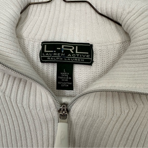 Lauren Active Ralph Lauren Top Athleisure Ribbed Knit Nautical Navy White Size L - Picture 4 of 10